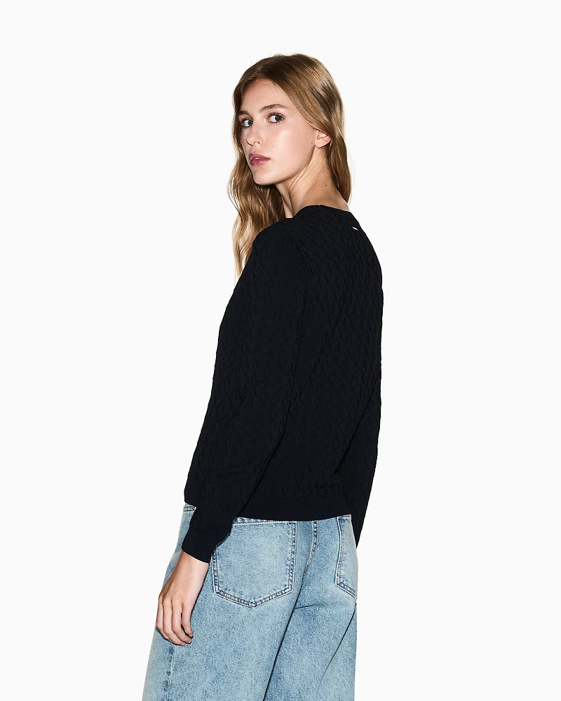 Sweater with allover jacquard logo