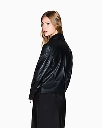 BLACK ASYMMETRICAL ZIP UP JACKET