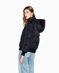 Quilted hooded down jacket