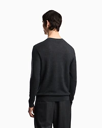 Emporio Armani - Virgin wool jumper with embossed jacquard pattern, Man, Grey, Size: