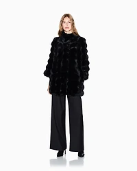 Faux fur jacket with waves