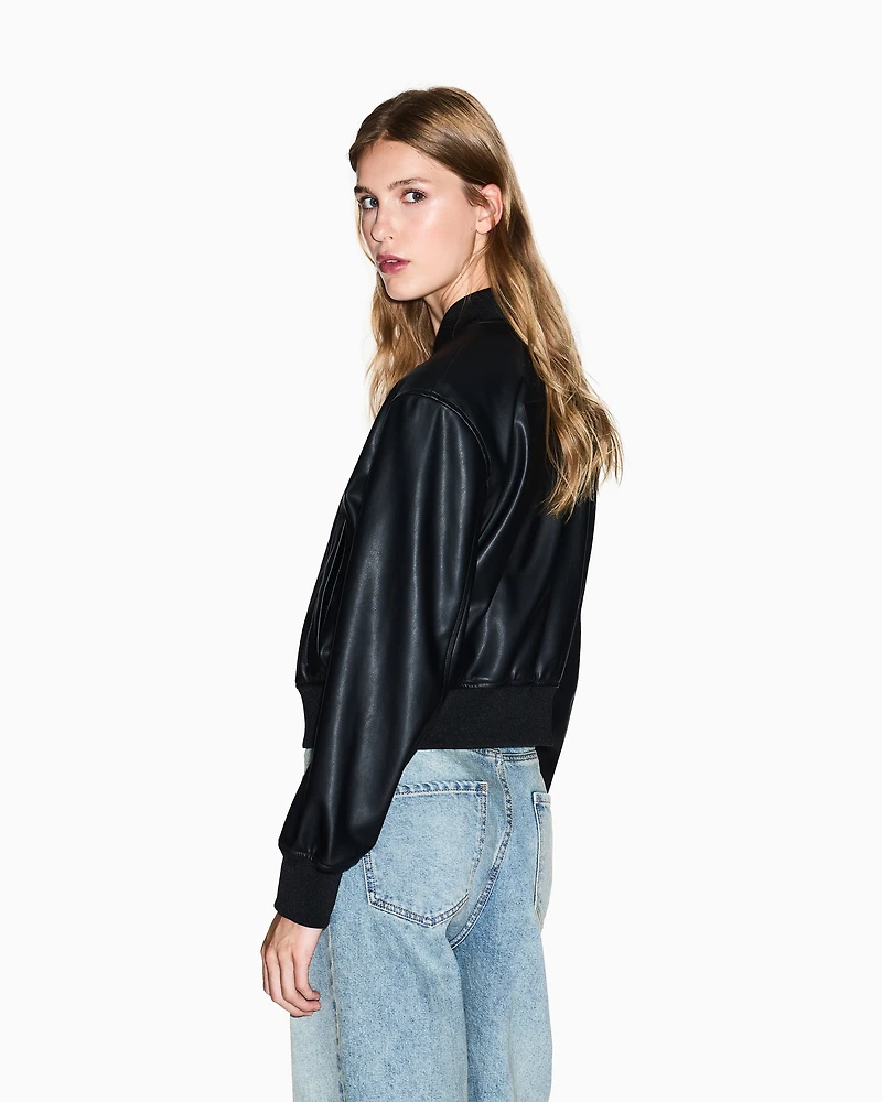 BLACK ZIP UP BOMBER JACKET