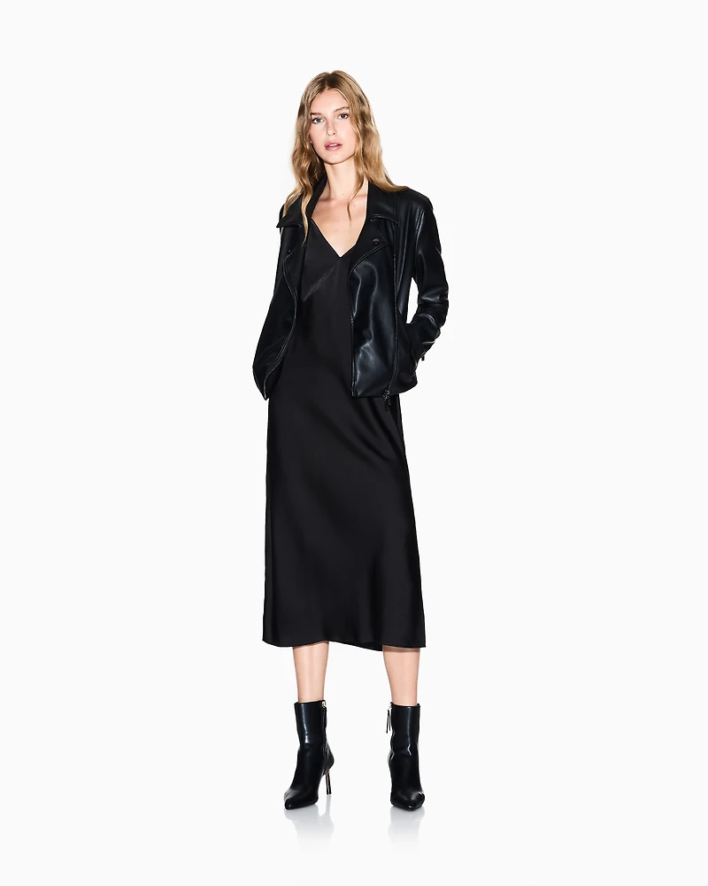 BLACK ASYMMETRICAL ZIP UP JACKET