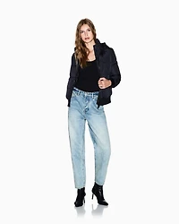 Quilted hooded down jacket