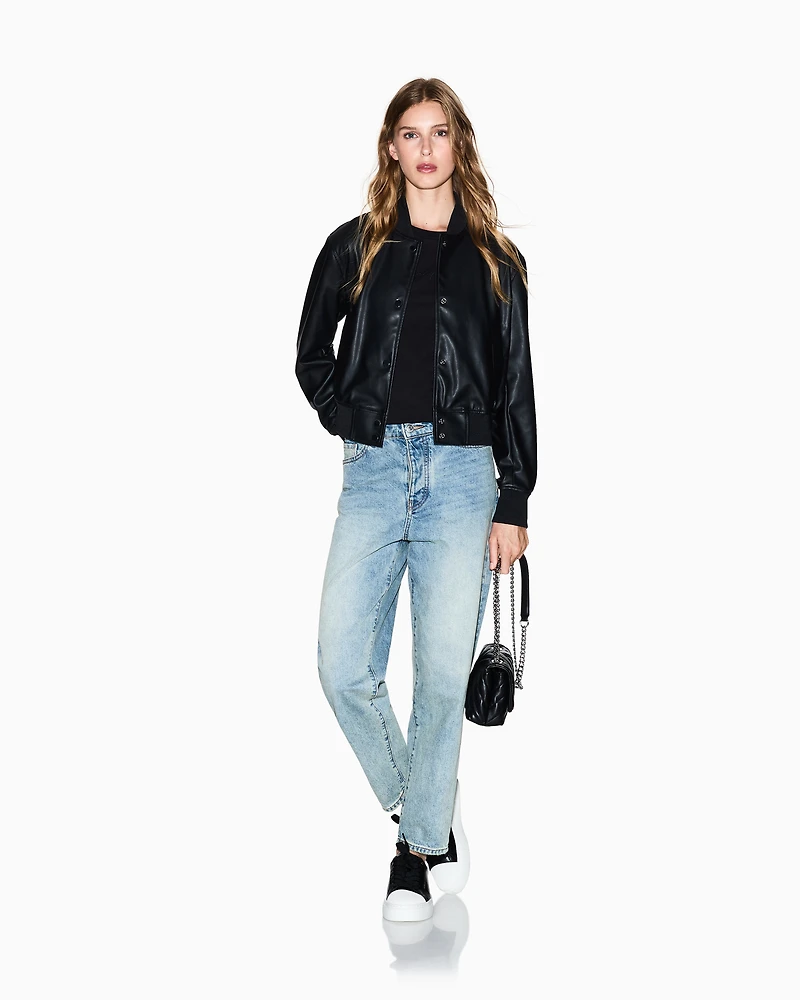 BLACK ZIP UP BOMBER JACKET