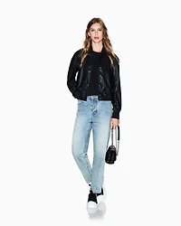 BLACK ZIP UP BOMBER JACKET