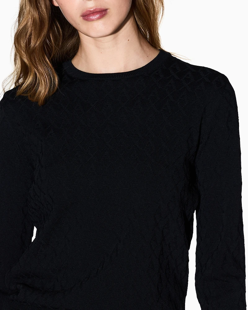 Sweater with allover jacquard logo