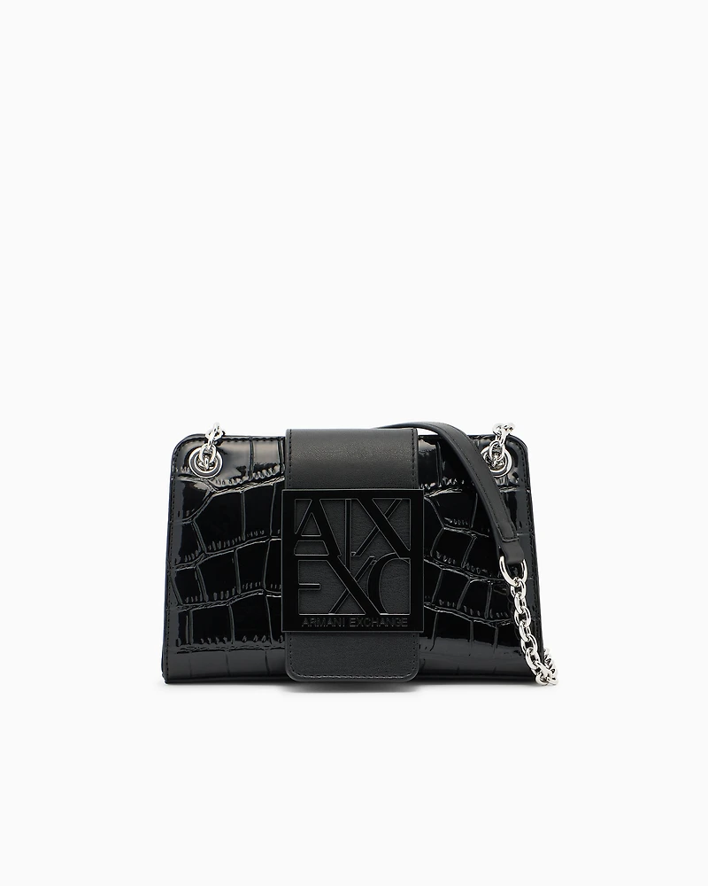 Small shoulder bag with shaped logo