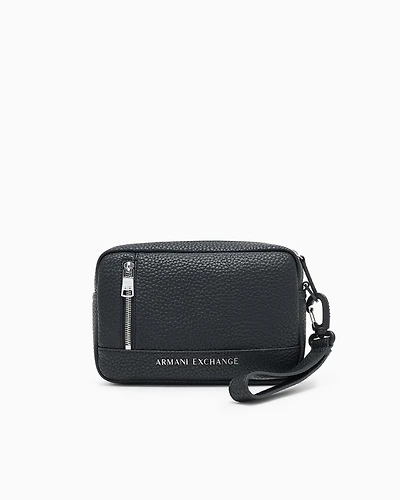Beauty case with external strap in ASV recycled material