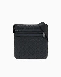 Flat shoulder bag with allover logo