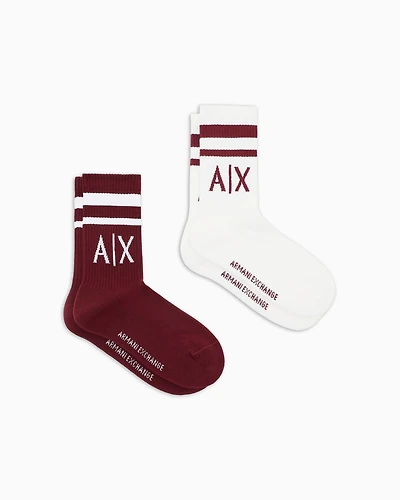 Set of 2 pairs of mixed cotton socks with logo