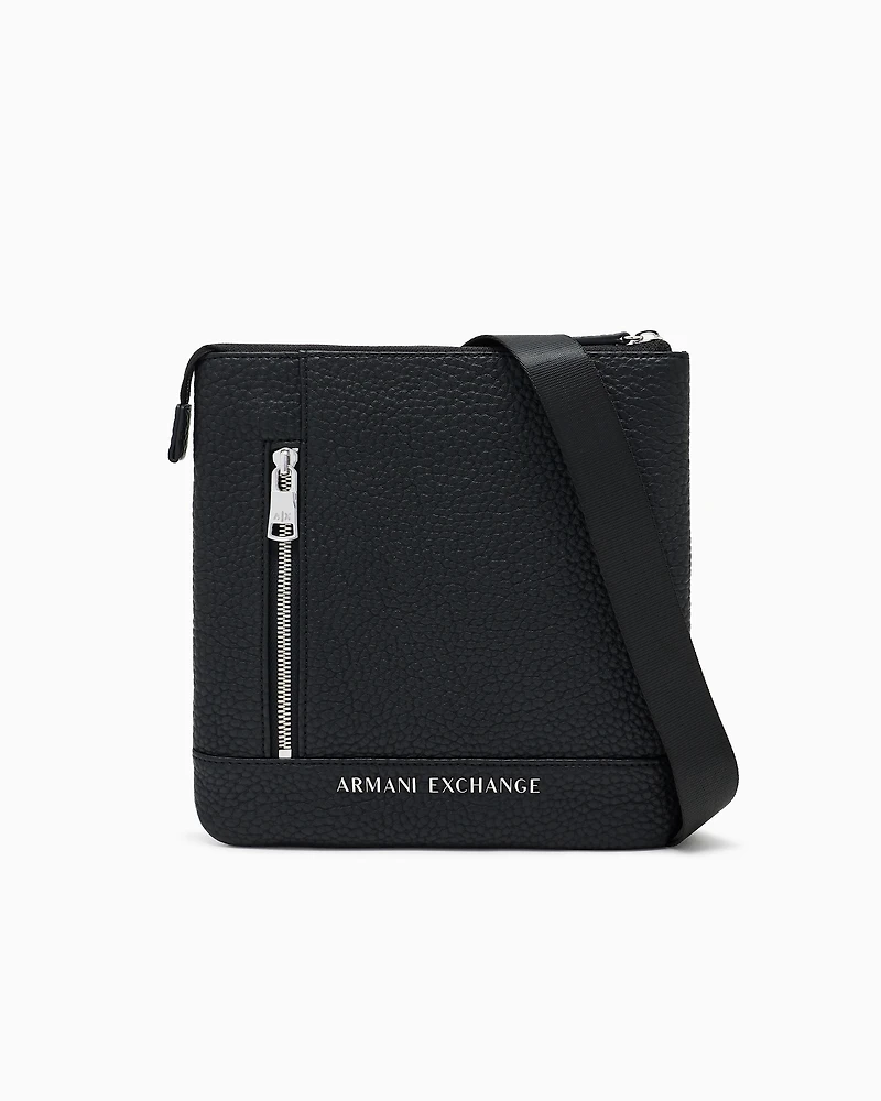 Flat crossbody bag with external pocket