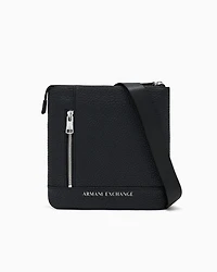 Flat crossbody bag with external pocket