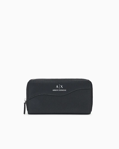 Zip around wallet with shaped stitching