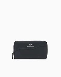 Zip around wallet with shaped stitching