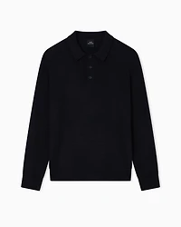 Wool and cotton knitted polo shirt