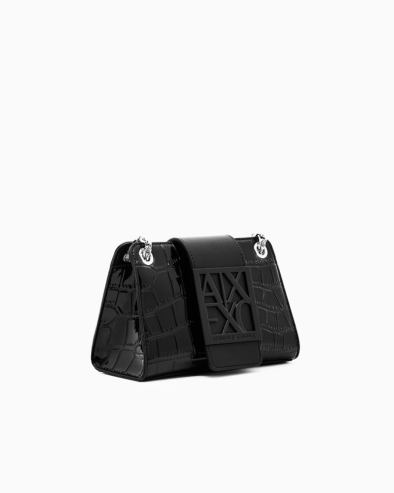 Small shoulder bag with shaped logo