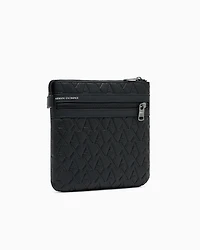 Flat shoulder bag with allover logo