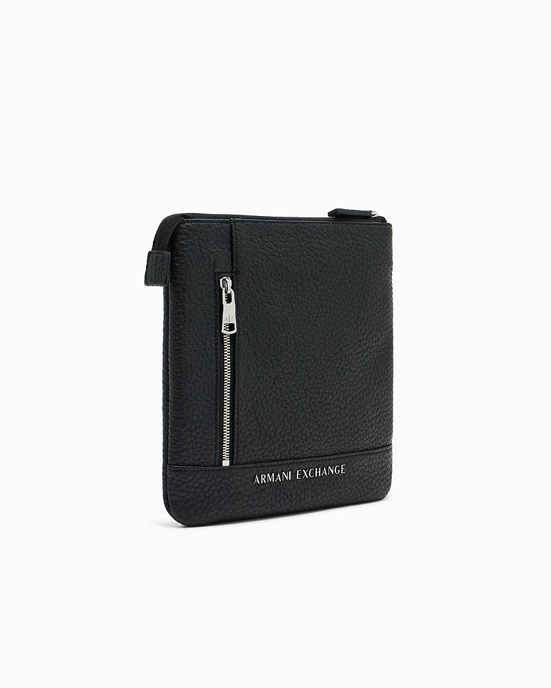 Flat crossbody bag with external pocket