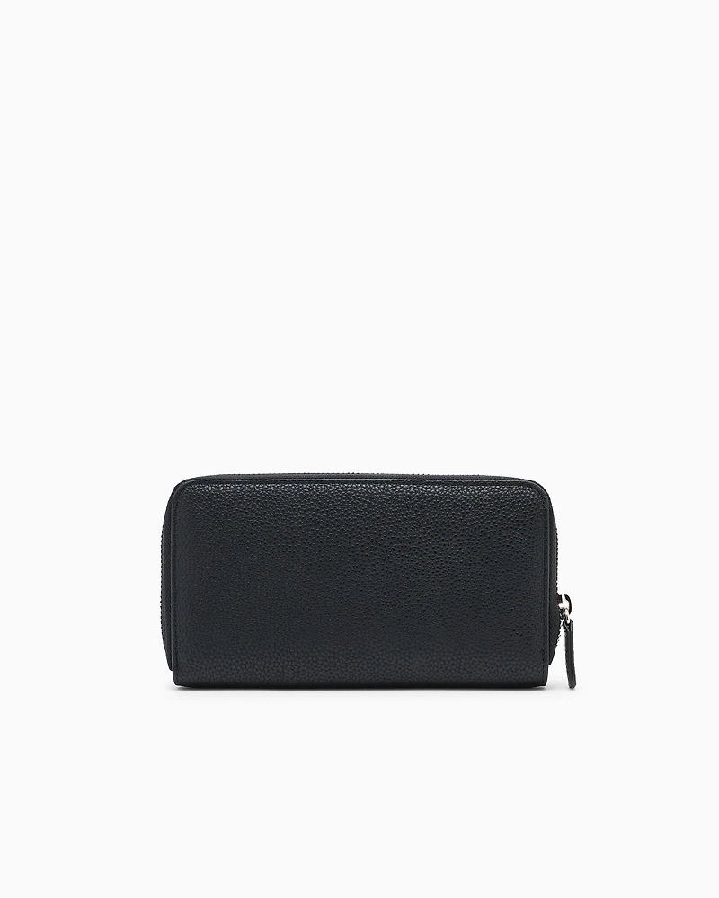 Zip around wallet with shaped stitching