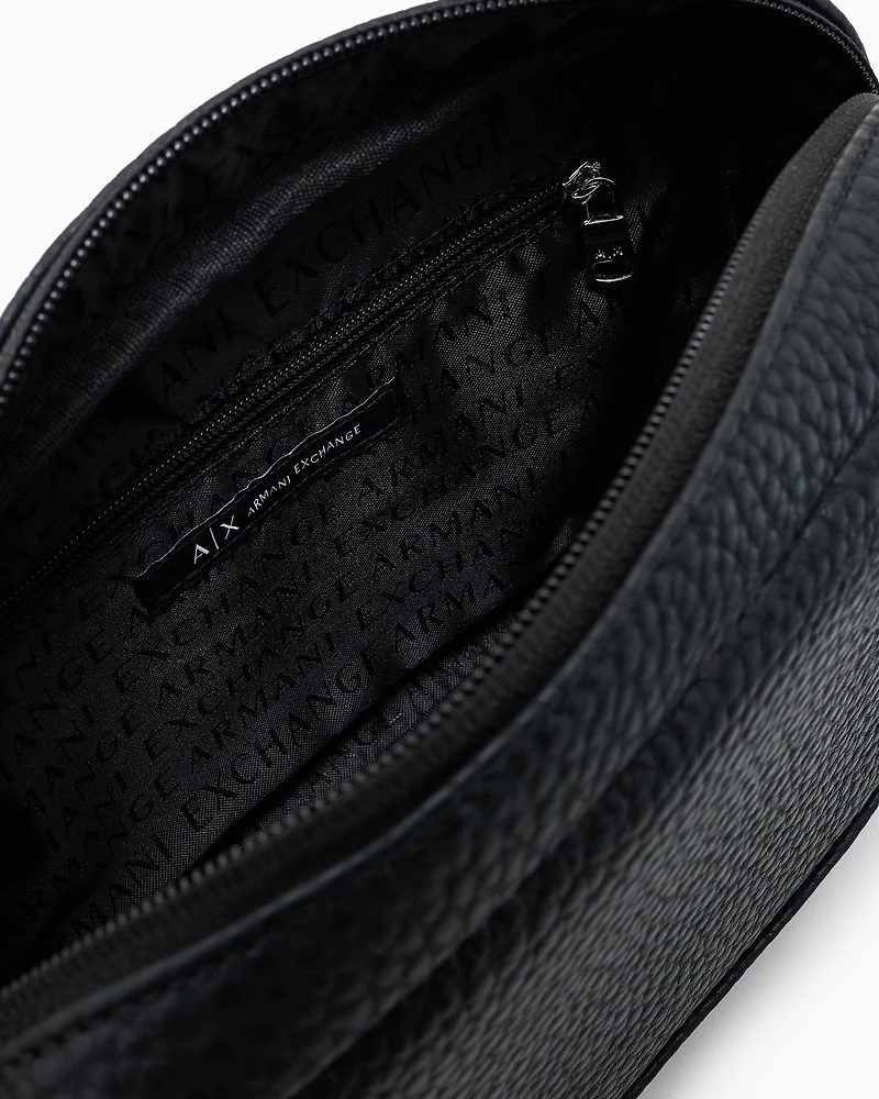 Beauty case with external strap in ASV recycled material