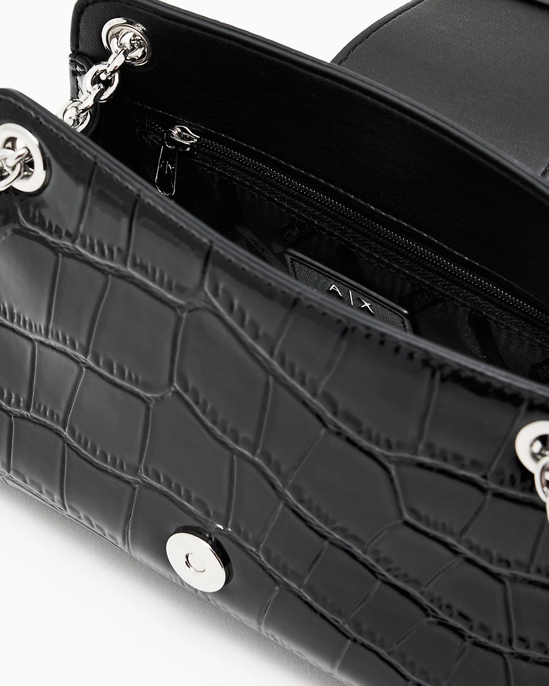 Small shoulder bag with shaped logo