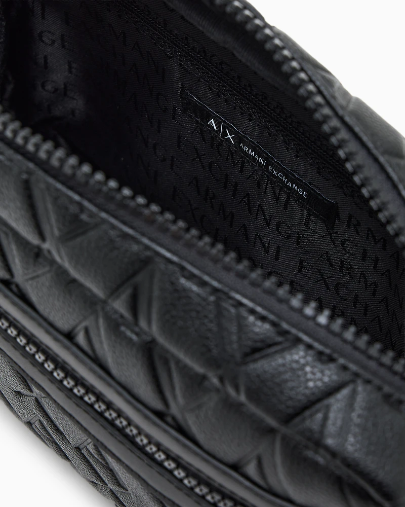 Clutch bag with allover embossed logo