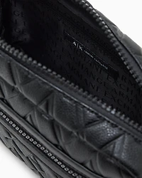 Clutch bag with allover embossed logo