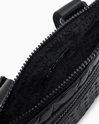 Flat shoulder bag with allover logo