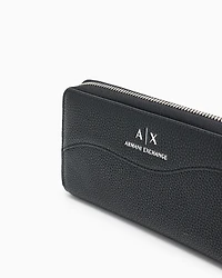 Zip around wallet with shaped stitching