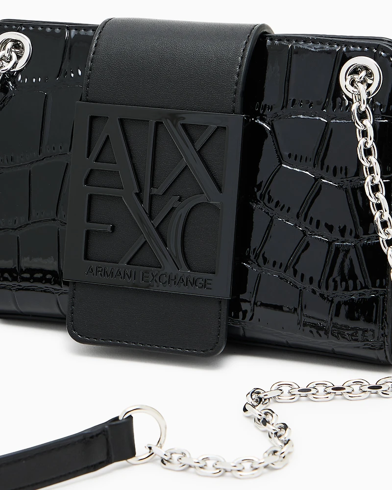 Small shoulder bag with shaped logo