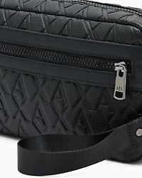 Clutch bag with allover embossed logo
