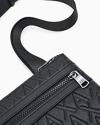 Flat shoulder bag with allover logo