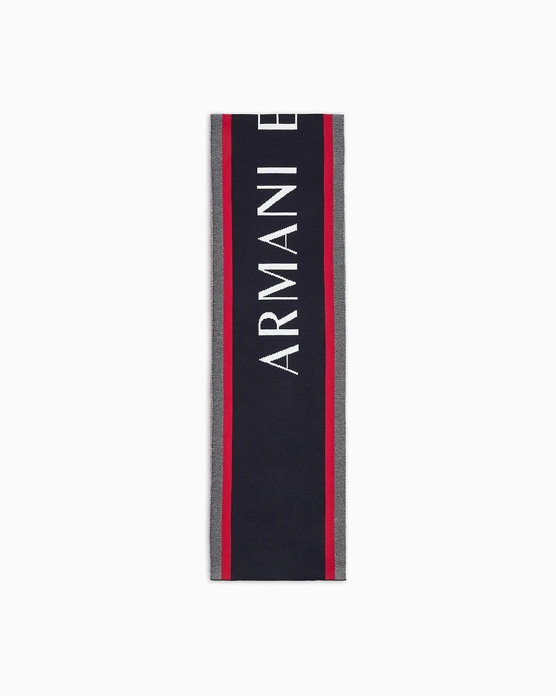 WOOL BLEND SCARF WITH LOGO LETTERING