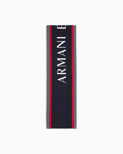 WOOL BLEND SCARF WITH LOGO LETTERING