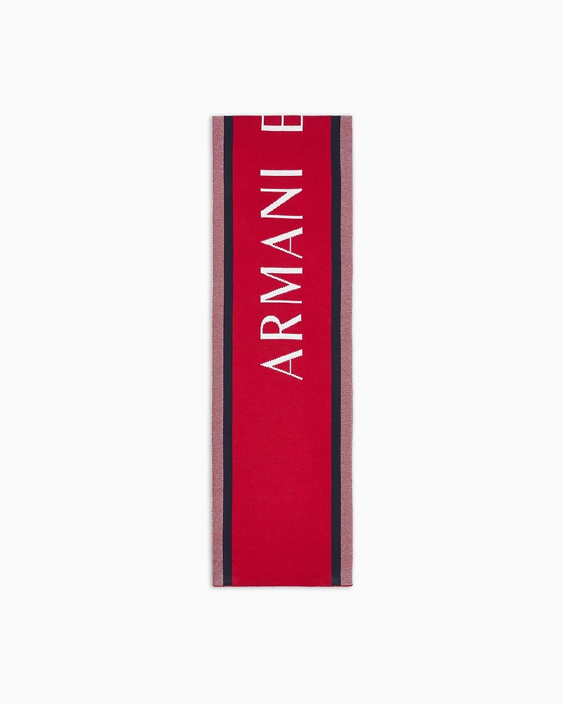 WOOL BLEND SCARF WITH LOGO LETTERING