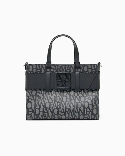 Large tote bag with double handles and shoulder strap