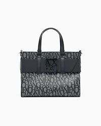 Large tote bag with double handles and shoulder strap