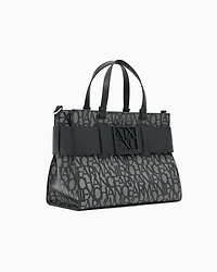 Large tote bag with double handles and shoulder strap