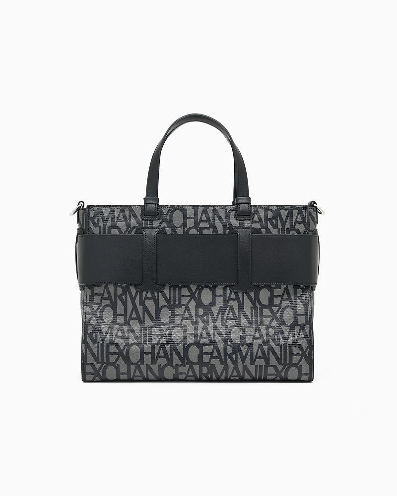 Large tote bag with double handles and shoulder strap