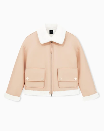 Armani Exchange - Short Faux Shearling Jacket, Woman, Camel, Size: