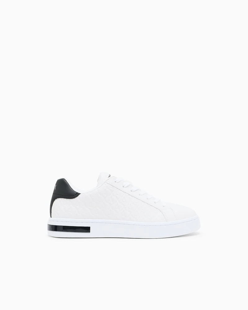 Lace-up sneakers with allover embossed logo