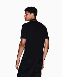 Contrasting piping pique polo shirt