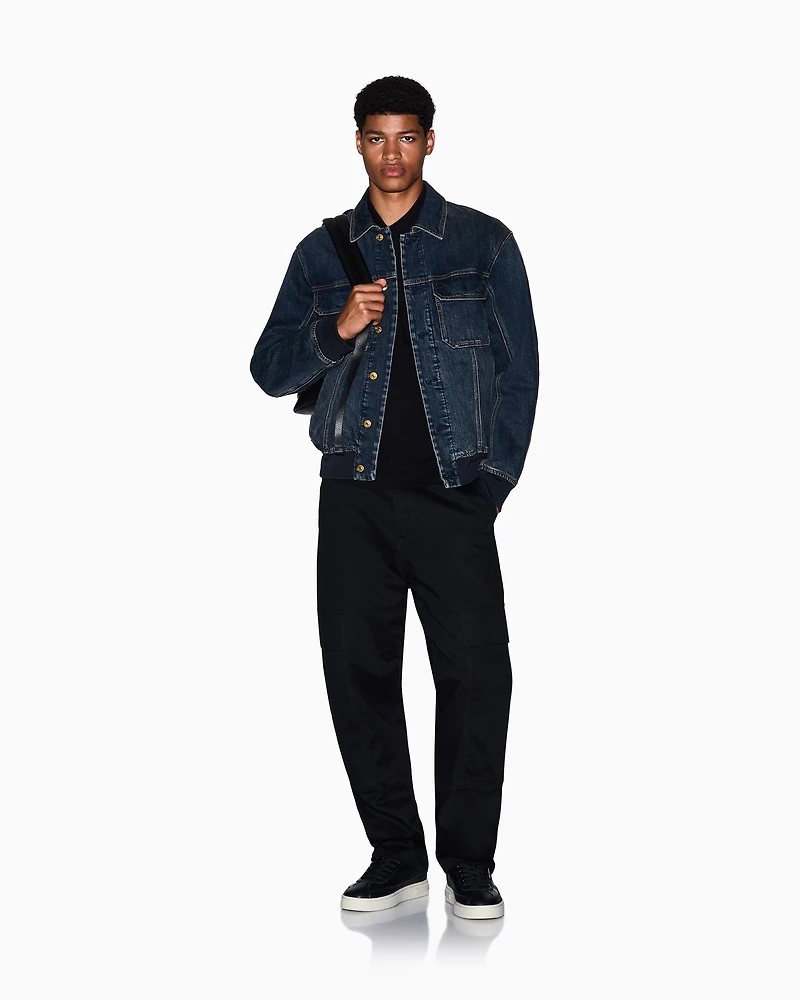 Contrasting piping pique polo shirt