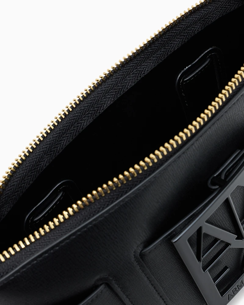 Color block shoulder bag with maxi logo