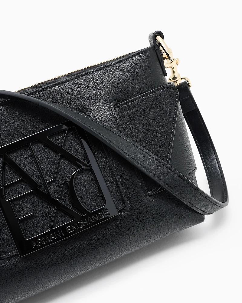 Color block shoulder bag with maxi logo