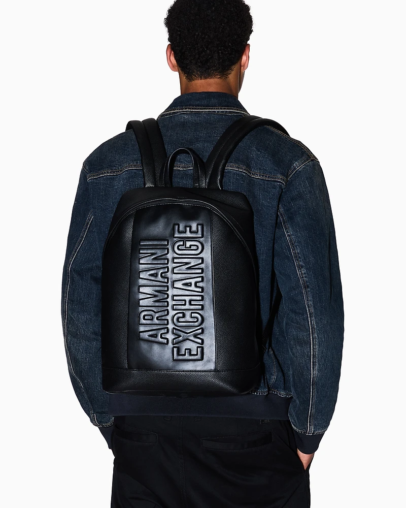 Backpack with embossed logo