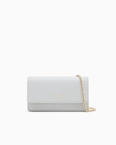 Emporio Armani - Mini bag in tumbled leather, Woman, Grey, Size: TU