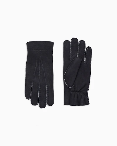 Emporio Armani - Shearling lambskin gloves, Man, Black, Size: