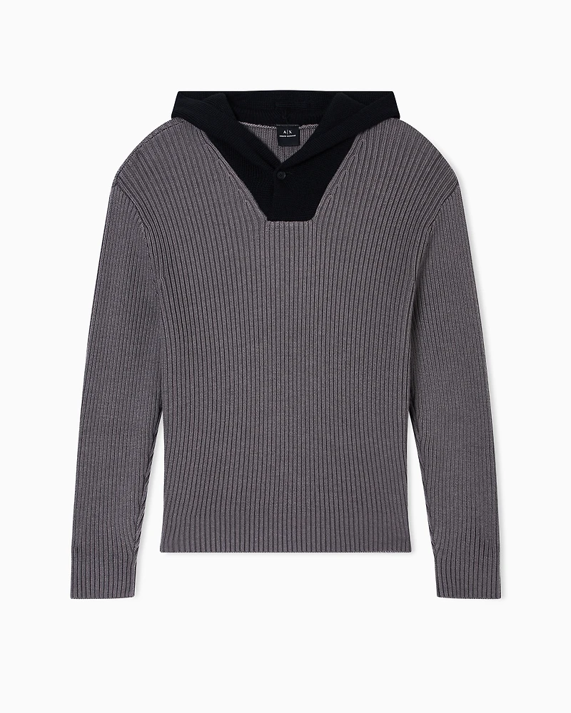 Ribbed hooded sweater